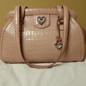 BRIGHTON PURSE DUSTY ROSE PINK LEATHER&MOC CROC